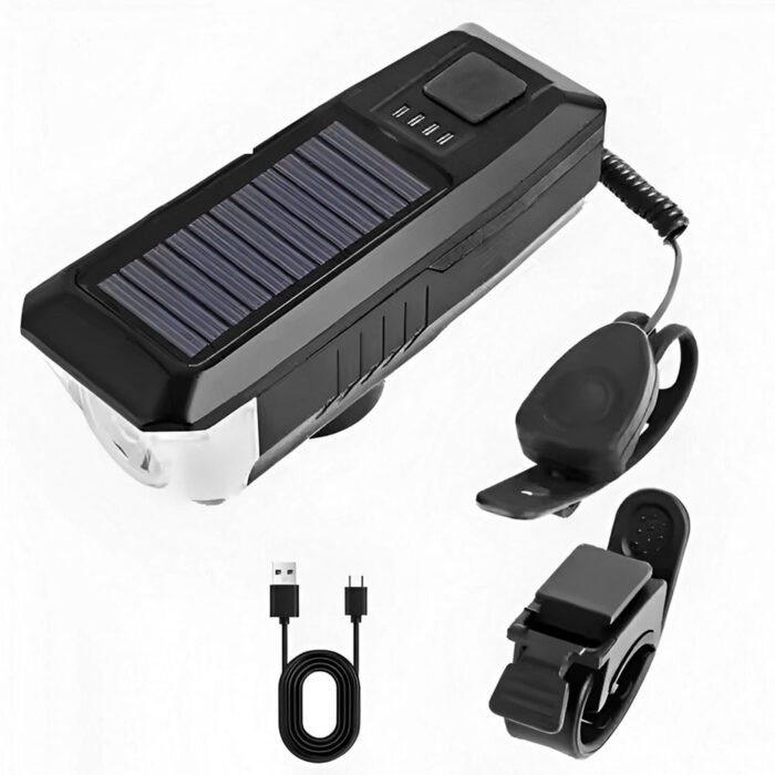 Luz LED Recargable + Timbre para Bicicleta/Scooter - Negro - Imagen 3