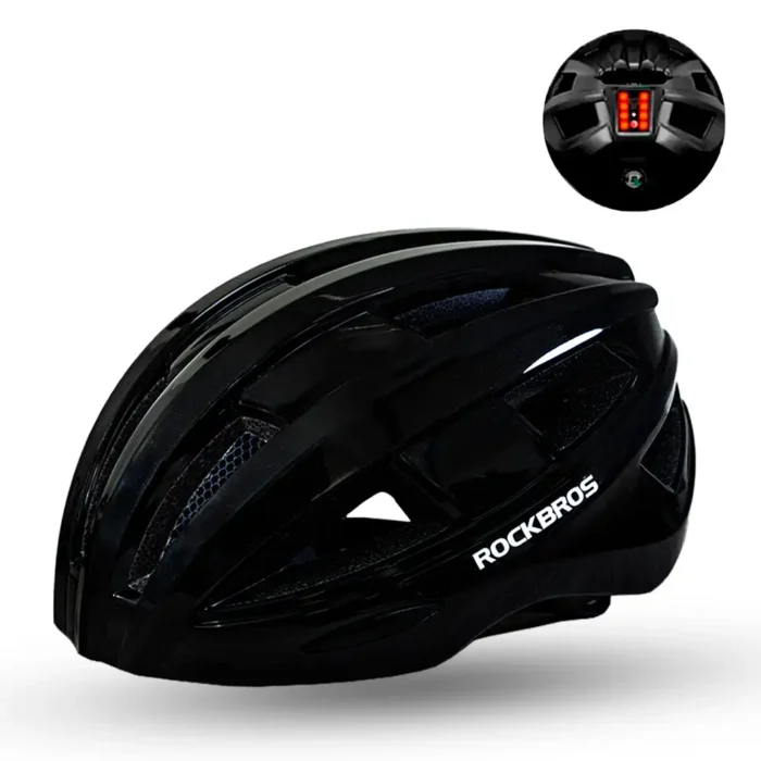 Casco Negro Rockbros con Luz Trasera ZK-013