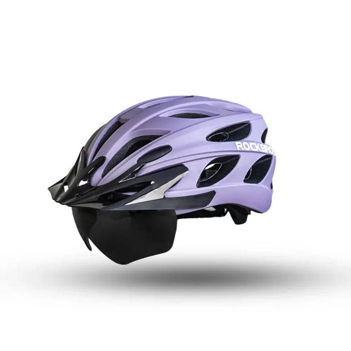 Casco Morado con Visera y Lentes imantados Rockbros TT-16